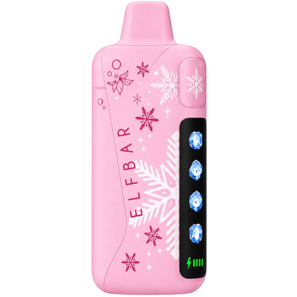 ELFBAR Ice King Pro disposable vape in Strawberry Ice flavor, shown next to its retail packaging box on a white background.